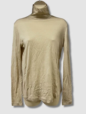 $1190 Akris Mujer Beige Sólido Cachemira-Seda Cuello Simulado Manga Larga Top Talla 10 Foto 1 de 4