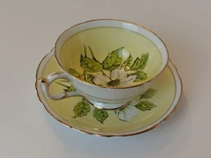 PARAGON Double Warrant  Bone China Teacup Saucer England Floating Dogwood Yellow - Picture 1 of 9