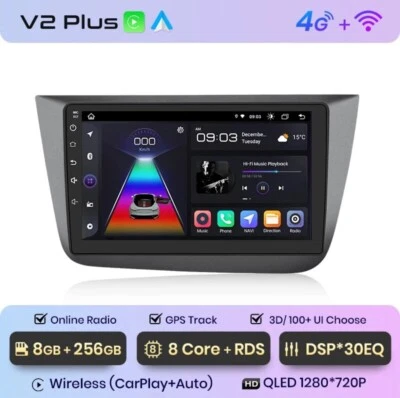 Autoradio Para Seat Altea 2004-2015 8G+ 256GB 4G+ Wifi 8Core Carplay Wireless BT - Imagen 1 de 4