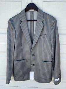 Nordstrom unlined, unstructured 2 button gray stripe  blazer, rayon blend 36R - Picture 1 of 5