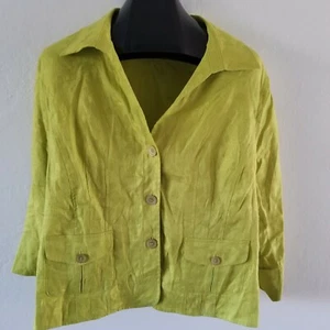 Jones New York Collection Women Jacket Lime Button Lightweight 22WP Petite Linen - Picture 1 of 8