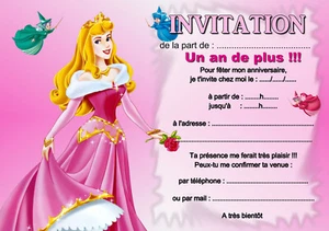 5 ou 12 cartes invitation anniversaire belle au bois dormant REF 317 - Picture 1 of 2