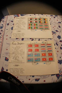 1980 UN 1st day of issue WFUNA FDC (2)Chaim Gross Art,Joan Belserene Calligraphy - Picture 1 of 2