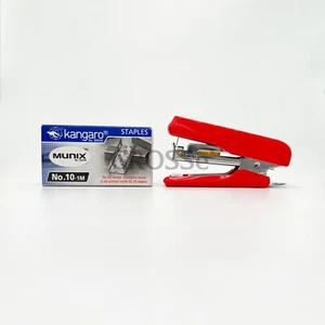 STAPLER MINI-10 FREE 1000 STAPLES WITH STAPLE REMOVER HOOK OFFICE Red staplers - Picture 1 of 16
