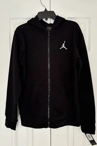 Nike Air Jordan Boys Fleece Jumpman Full Zip BLACK Hoodie Jacket LARGE 14 16 NWT - Picture 1 of 10