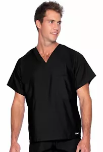 Landau Unisex Reversible Scrub Top Style-7502 ST Med Large Black Pewter Teal - Picture 1 of 4