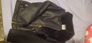 Girls Faux Leather Fur Lined Jacket Genuine Kids Size 5 - Picture 1 of 3