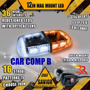 36 LED Barra de Luz Superior Peligro Magnético Techo Flash Estroboscópico - Blanco/Ámbar - Imagen 1 de 6