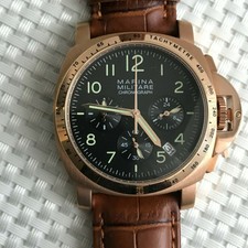 40 MM Marina Parnis Chronograph Datum Herrenuhr vergoldetes