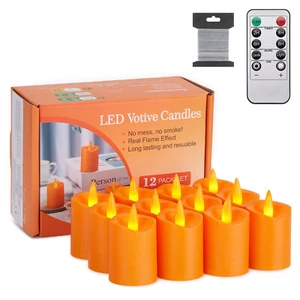 12Pcs LED Votive Tea Lights Candle 3D Wick Timer Flameless Wedding Party Decor - Picture 1 of 10