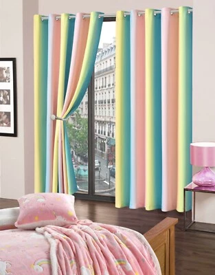 OLIVIA ROCCO Pares de cortinas gruesas con patrón arco iris apagón ya hechas cortinas superiores