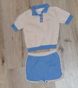 Oeuf Boy's Beige And Blue Cotton Set Size 4-5 Years Great Condition - Picture 1 of 5
