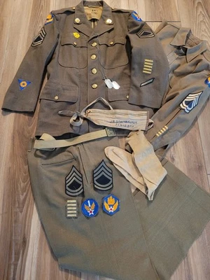 Vintage WW2 US 6th Army Air Corps Uniform Grouping/Pants Belt Dog Tags Lot - Image 1 of 4