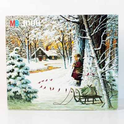 Puzzle Milton Bradley MB 1992 Cardinal Christmas New Sealed Charles Wysocki 1000 - Image 1 of 4