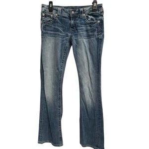 Miss Me Easy Boot Bootcut Jeans Women's Sz 29x 31 Sequin Zip Pockets Denim - Picture 1 of 11
