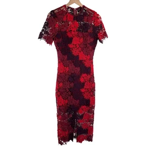 Lulus Red Multi Short Sleeve Season Of Joy Floral Lace Midi Dress Size XS - Picture 1 of 6
