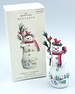 Snowtop Lodge #3 2007 Hallmark Keepsake Colleen C. Evergreen Snowman Ornament - Picture 1 of 13