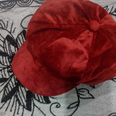 Красный бархат Гэтсби газета Messenger Newsboy берет шляпа крышка новый стеганая подкладка - Изображение 1 из 4