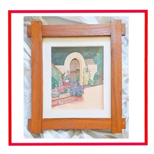 🖼️Jim Warrick Patio 3D Caja de sombra corte de papel jardín firmado arte enmarcado de madera rústica - Imagen 1 de 24