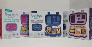 Set Of 3 Bentgo Kids Prints Leak-Proof 5-Compartment Bento-Style Lunch - Picture 1 of 8
