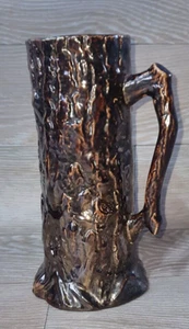 Vintage Jug Vase Tree Trunk Ceramic beer Decorative Stein mug Brown 23.5cm Used - Picture 1 of 13