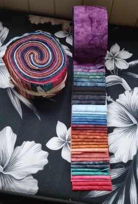 Jelly Roll Batik Beautiful  Assorted Plain MARBLE Colour tonings. - image 1 of 4