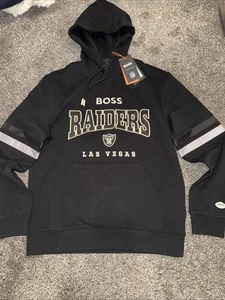 Felpa con cappuccio BOSS X NFL Las Vegas Raiders vestibilità regolare taglia M cucita nuova nera - Foto 1 di 14