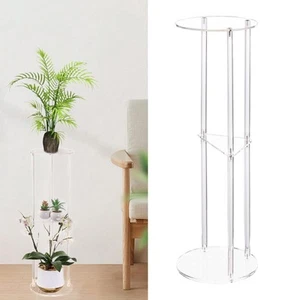 Clear Acrylic Side Table Small Drink Side Table Easy Assembly Small Space Round - Picture 1 of 5