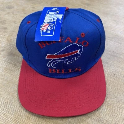 New Vintage 90s Buffalo Bills Team NFL Two Tone Red Blue Logo SnapBack Hat Cap - Image 1 of 4