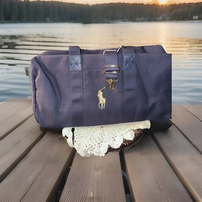 NWT Polo Ralph Lauren Navy Blue Duffel Bag! Xtra Shoulder Strap! 20” X 10” - Image 1 of 4