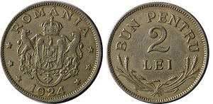 ROUMANIE 2 LEI  1924 - Imagen 1 de 1