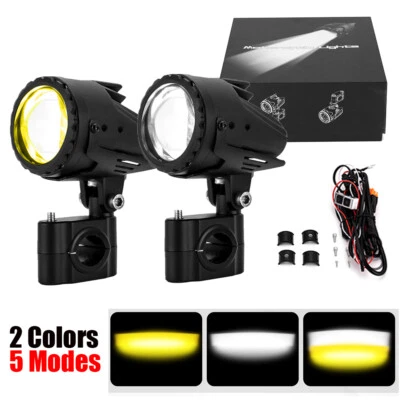 LED Light Pods Auxiliary Driving Fog Amber/White Strobe For Harley Street Glide - Image 1 of 4