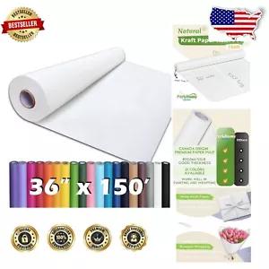 Versatile 36" x 1,800" White Kraft Paper Roll for Art & Eco-Friendly Wrapping - Picture 1 of 8