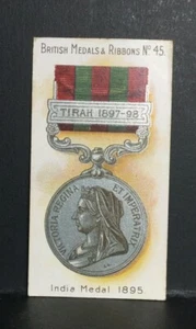 Tarjeta de cigarrillo única Taddy British Medals and Ribbons #45 India Medal 1895  - Imagen 1 de 2