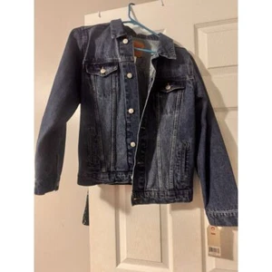 Levi's Denim Trucker Jacket Classic Fit Dark Wash Jean Jacket Size lg boys - Picture 1 of 2