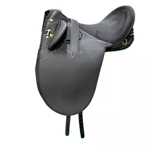 Sella stock australiana sintetica senza corno nero/marrone misura 10"-18" - Foto 1 di 1