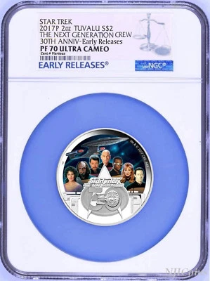 2017 Star Trek 30th Ann. the Next Generation Crew 2oz Silver Coin NGC PF70 ER - Image 1 of 4