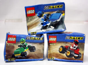 3X LEGO 2000 RACE 6707 6618 6619 GREEN BUGGY BLUE RACER RED RACING NEW !