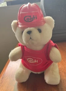Vintage Steven Smith White Plush Stuffed Teddy Bear Advertising Conti Const. - Picture 1 of 10