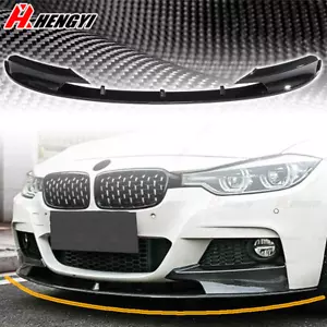 Carbon Look Front Splitter Bumper Lip For 2012-2018 BMW 3 Series F30 M Sport ABS - Picture 1 of 9