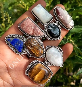 Bulk Lapis & Mix Gemstone 925 Sterling Silver Plated Wholesale Fancy Rings Lot - Picture 1 of 3