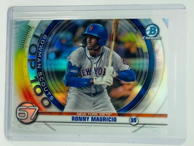 2020 Bowman Chrome Ronny Mauricio Bowman Scouts Top 100 #BTP-67 - Image 1 of 2
