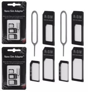 Juego de 2 juegos de convertidores de tarjeta micro nano SIM a adaptador estándar 4 en 1 para iPhone - Imagen 1 de 10