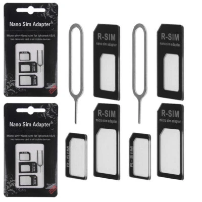 2Sets 4 in1 Micro Nano SIM Card to Standard Adaptor Converters Set For iPhone - Image 1 of 4