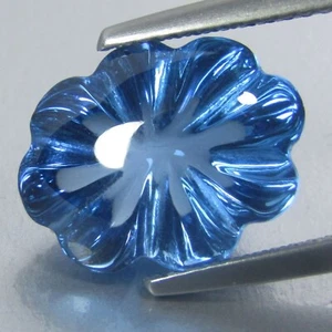 7.41Cts Stunning Natural Top Swizz Blue Topaz Flower Buff-Top Gemstone Ref-VDO - Picture 1 of 5