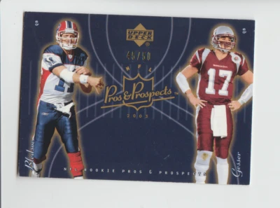 2003 Upper Deck Pros & Prospects Gold #130 Drew Bledsoe / Jason Gesser RC #/50 - Image 1 of 2