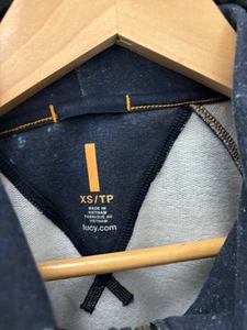 Lucy Hoodie XSmall Full Zip Sweatshirt Drawstring Navy Blue With White Splatter - Picture 1 of 9