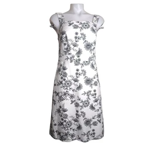 Ann Taylor Damen Altered Kleid Ärmellos Elfenbein/Schwarz Blumenmuster Futter 4-6 - Bild 1 von 13