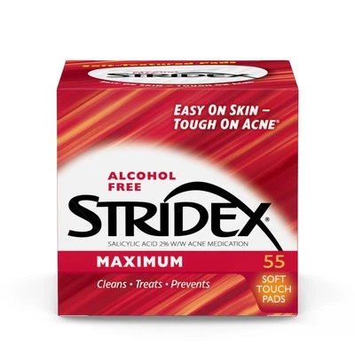 Stridex 强度药物垫,最大 - 55 个(1 件装) — 第 1/4 张图片