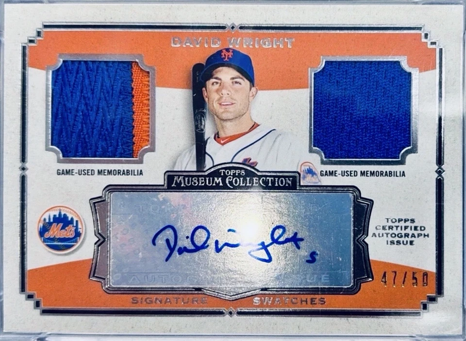 2013 Topps Museum Signature Swatches David Wright Auto Jersey Relic #d /50, Mets - Image 1 of 1